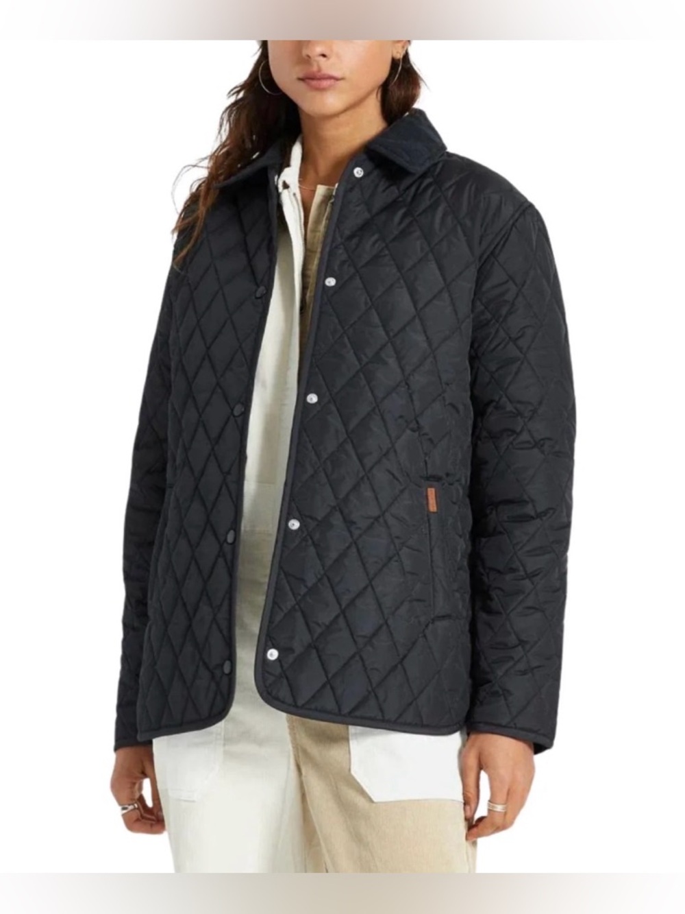 Brixton Women's Cass Jacket Black Quilted‎ Snap-Front Barn Style Size Small